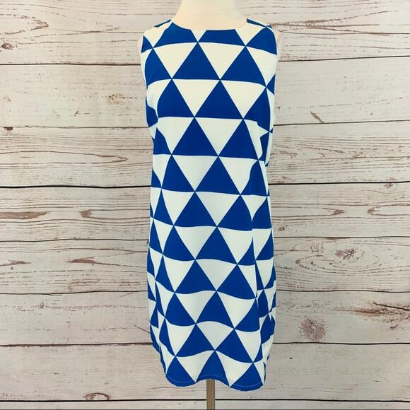 Pit + Larkin blue and white triangle geometric - Picture 1 of 6